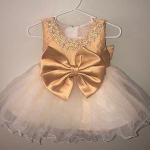 3 mos Christmas/formal White Gold Dress with tulle